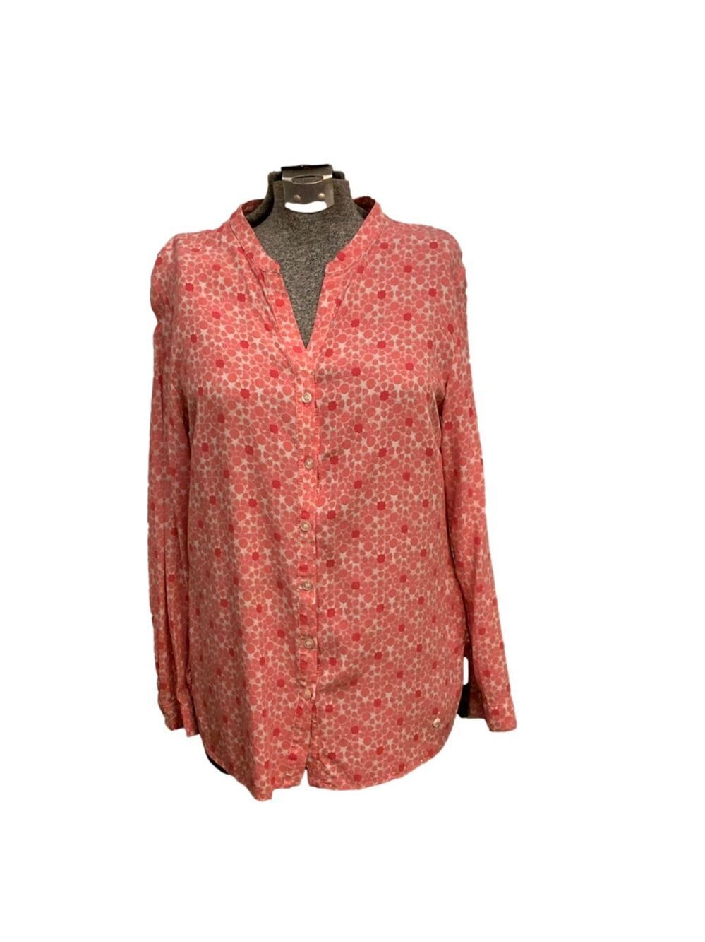 Women's Olsen Europe Pink & White Floral Button Down Shirt S